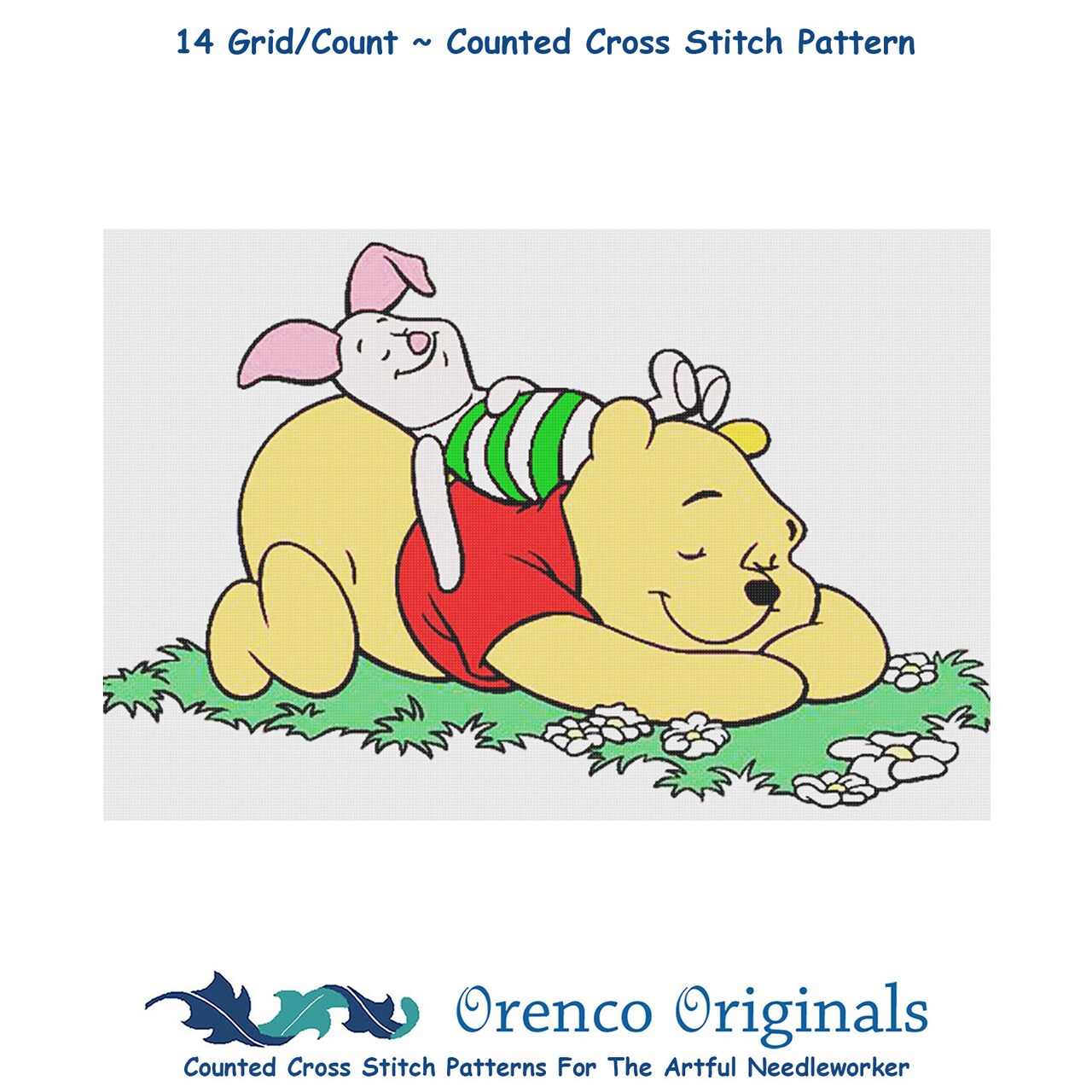Winnie The Pooh and Piglet Take a Nap Counted Cross Stitch Pattern